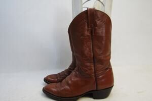 Adams Mens Sz 8 D Brown Leather Cowboy 11" Shaft Boots